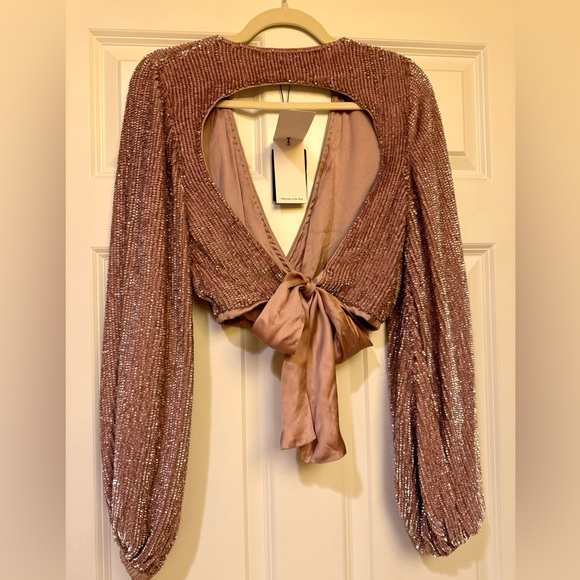 NEW With TAGs RETROFETE Viva Sequin Top in Rose Pink. Small. - Picture 5 of 7